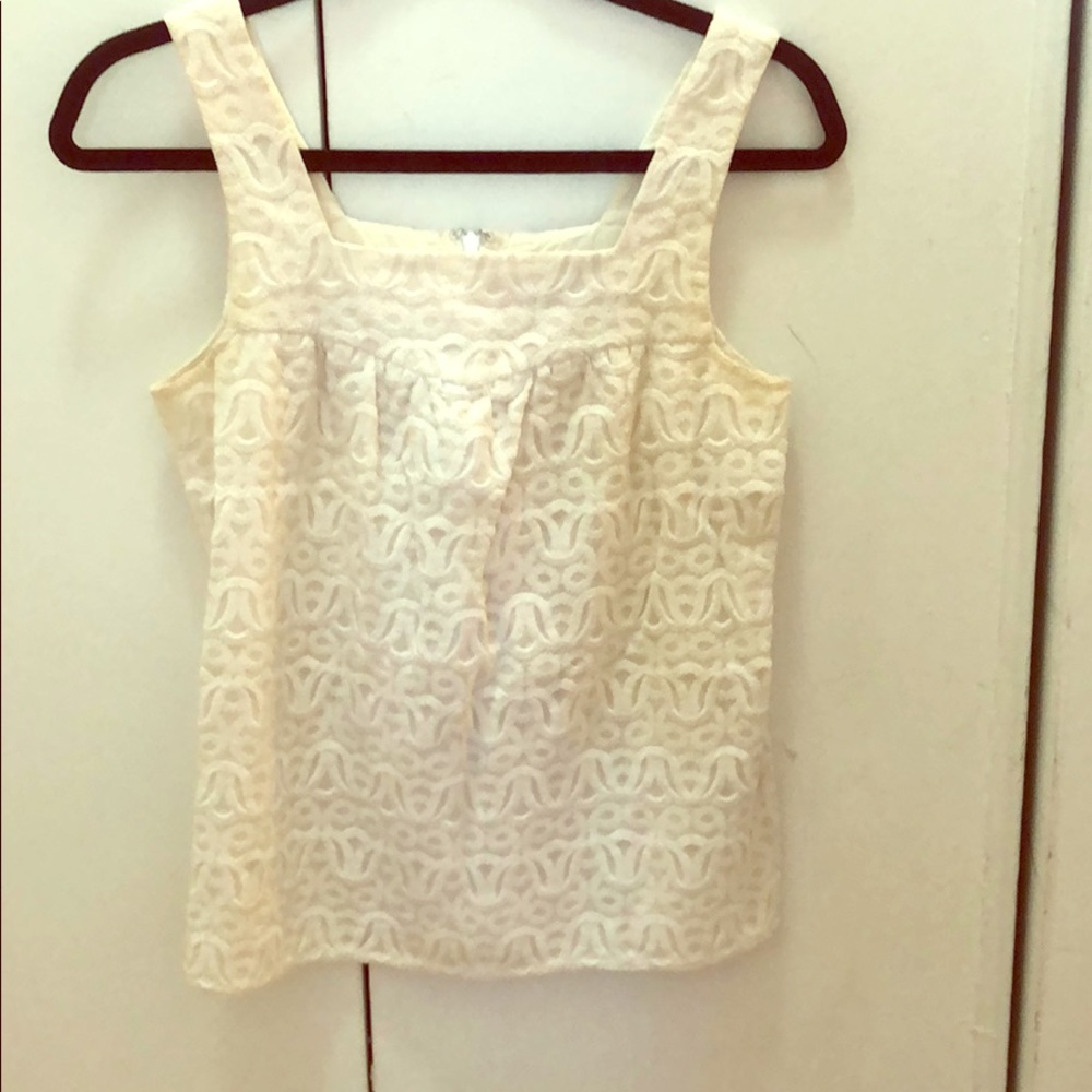 Tibi white floral strapless blouse